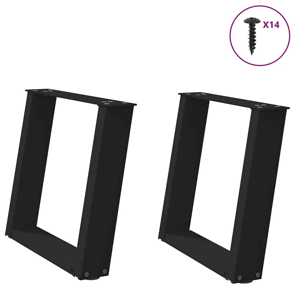4012764 vidaXL Крака за масичка за кафе, U-образни, 2 бр., черни, 50 x (42-43) см, стомана