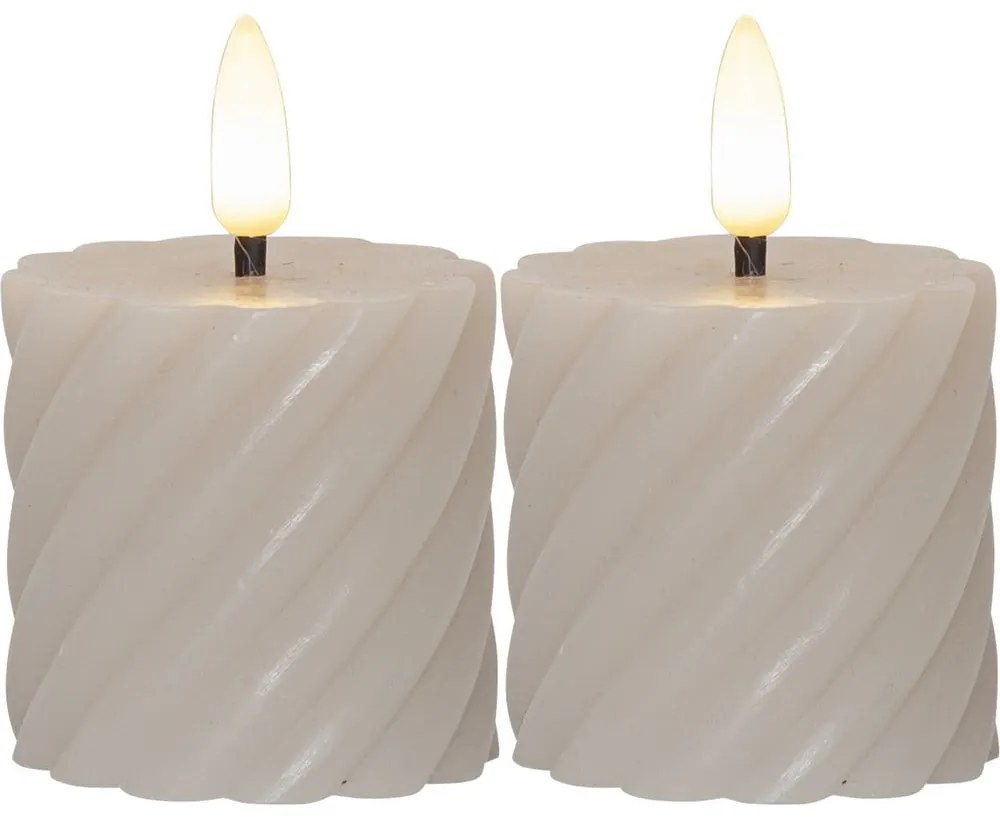 Комплект от 2 LED свещи от бежов восък, височина 7,5 см Flamme Swirl - Star Trading