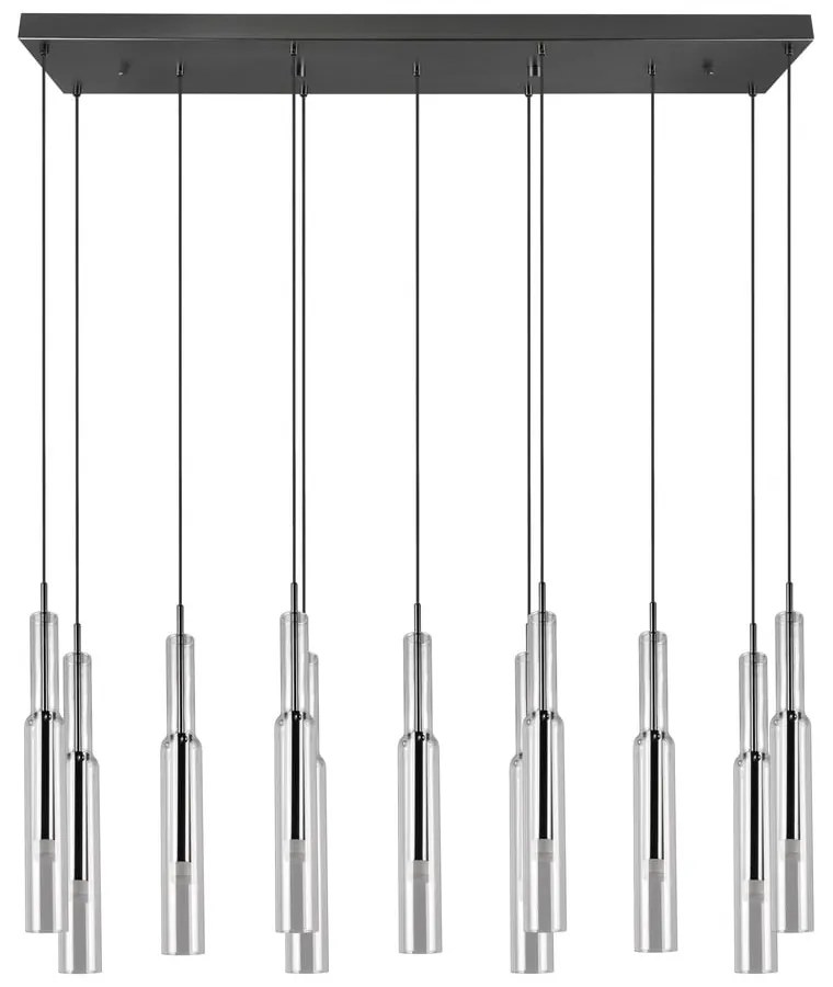 LED висящо осветително тяло със стъклен абажур в черно-сребристо Lucent - Trio Select