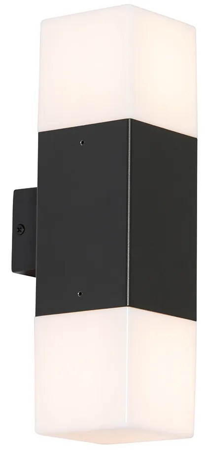 Външна стенна лампа черна с опалов абажур 2-светлина IP44 - Denmark