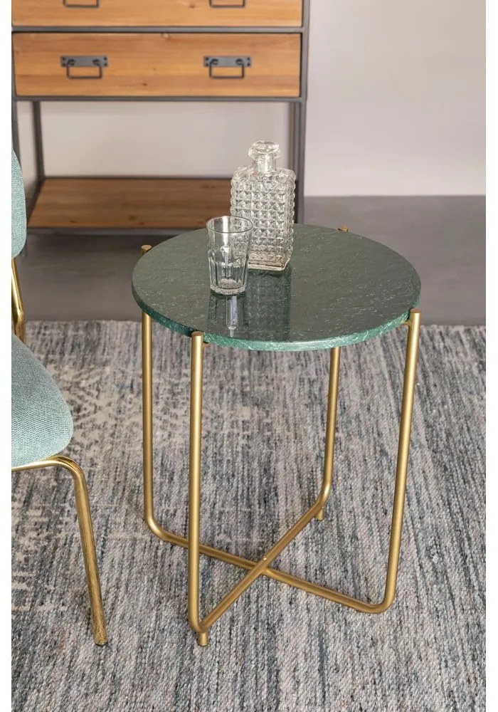 Зелена масичка за кафе с мраморен плот Timpa - White Label