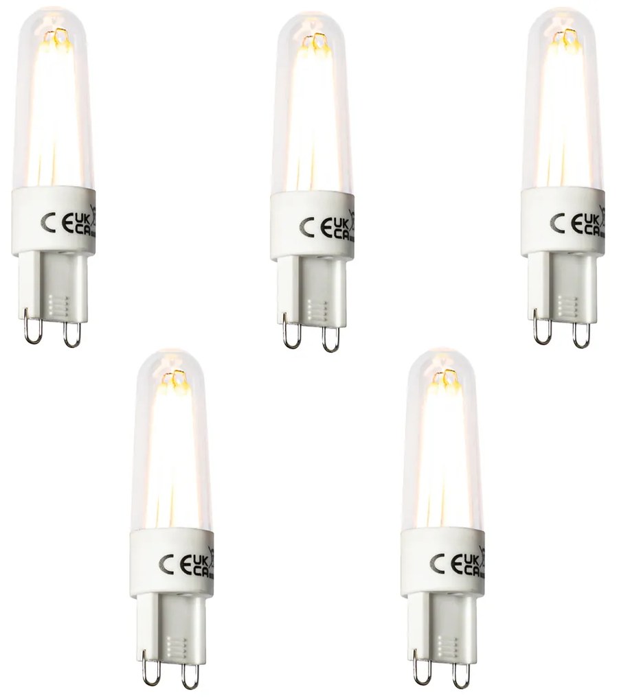 Комплект от 5 G9 LED филаментни крушки 2.5W 240lm 2300K