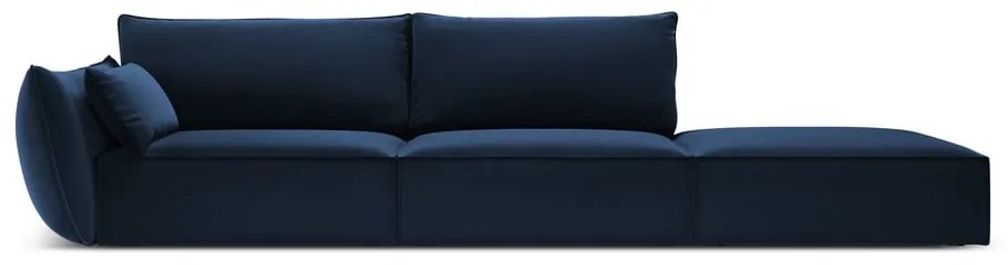 Тъмносин кадифен диван ляв ъгъл 264 cm Vanda – Mazzini Sofas