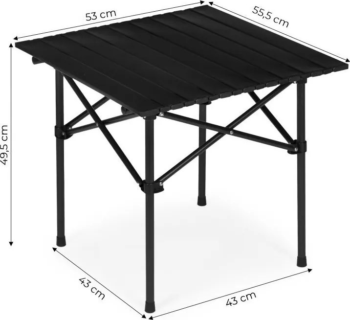Сгъваема маса за туризъм, къмпинг - черна маса за пикник Šírka: 55 cm | Dĺžka: 95 cm