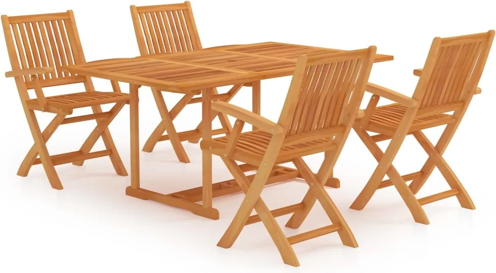 3059549 vidaXL Градински трапезен комплект, 5 части, тиково дърво масив