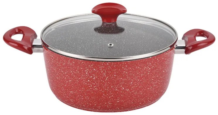 Тенджера с капак ZEPHYR Red Passion ZP 4418 E20, 2.2 литра, 20х8.5 см, Мраморно покритие, Индукция, Червен