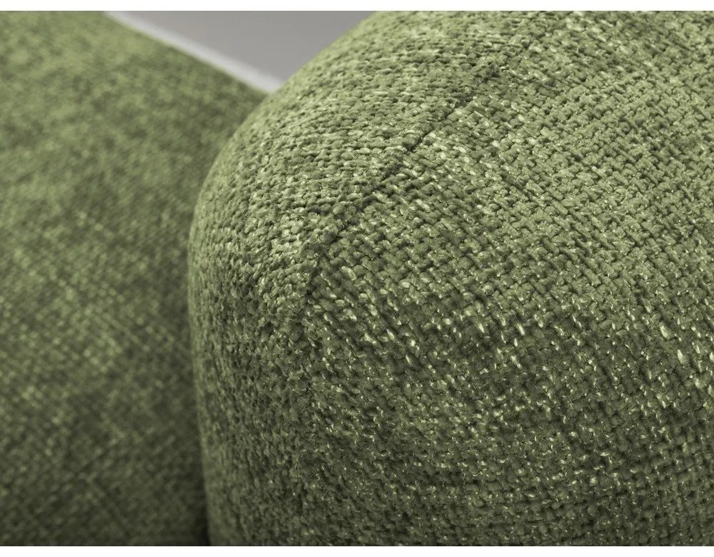 Зелен шенилов разтегателен ъглов диван с място за съхранение (ляв ъгъл) Mele – Makamii