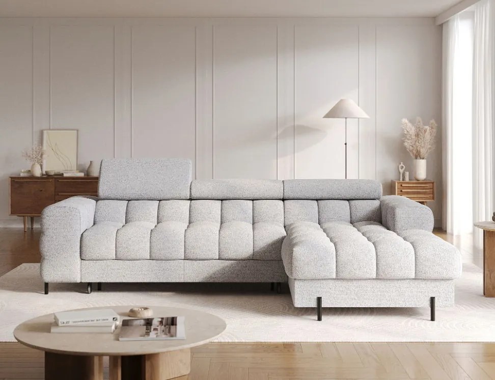 Ъглов диван Freyia-Светлосив-Десен