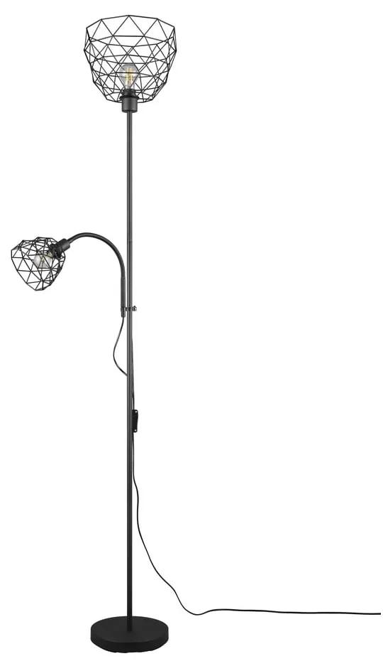 Черна подова лампа с метален абажур (височина 180 cm) Haval - Trio