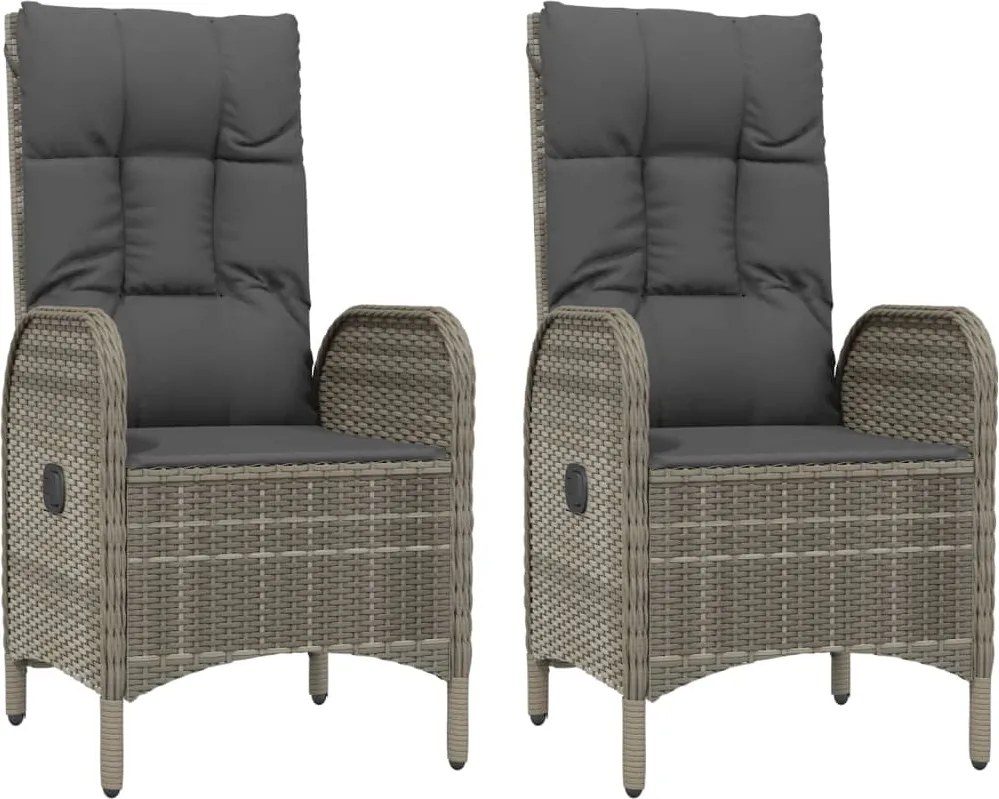 46219 vidaXL Външни столове, 2 бр, полиратан, сиви