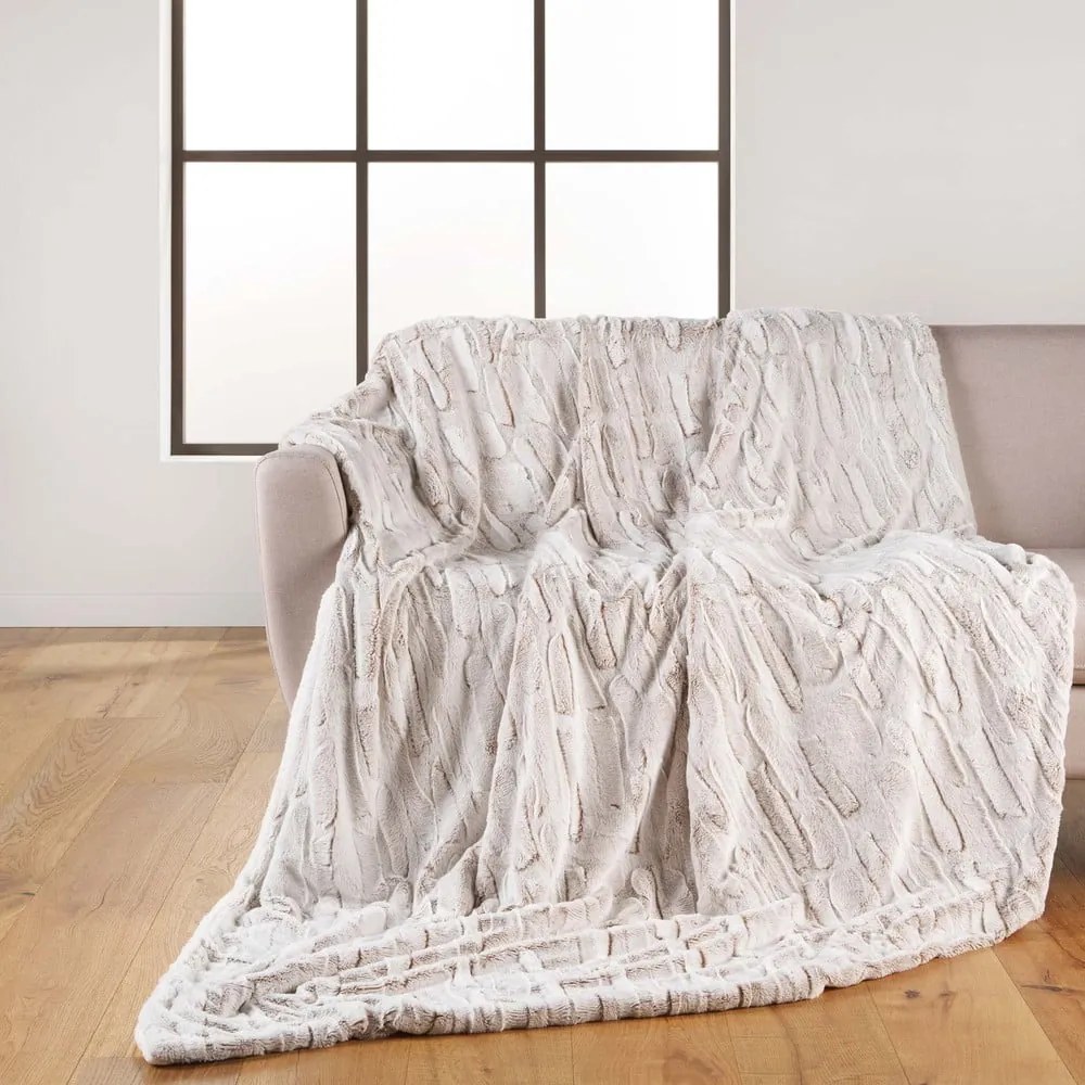 Бежово одеяло от микроплюш 180x220 cm Lynx – douceur d'intérieur