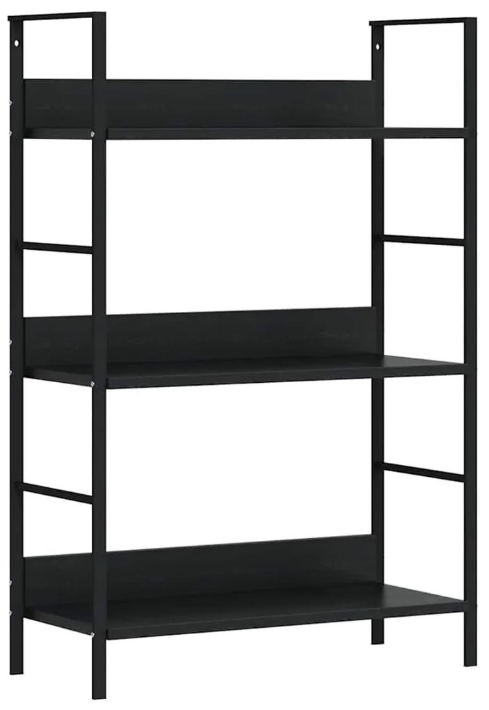 288218 vidaXL Библиотека с 3 рафта, черна, 60x27,6x90,5 см, инженерно дърво