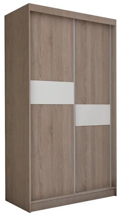 Шкаф с плъзгащи врати i ADRIANA, 150x216x61, сонома/бяло стъкло