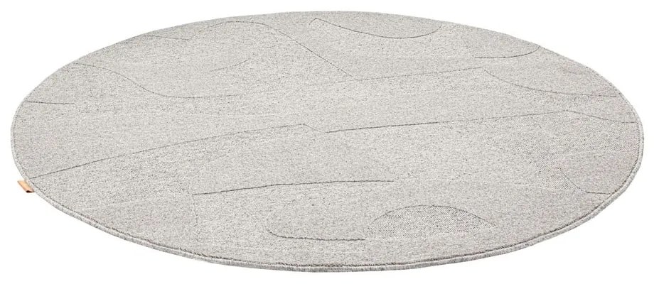 Светлосив вълнен кръгъл килим ø 200 cm Morphic Botanica – Agnella