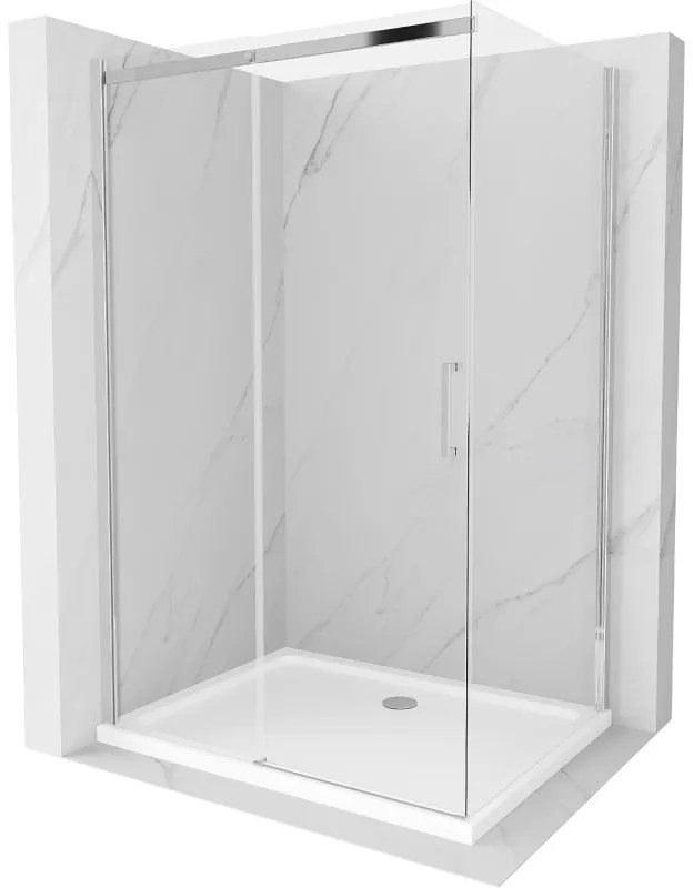 Мексен Омега разтегателна душ кабина 100 x 80 см, прозрачна, хром + подложка Flat - 825-100-080-01-00-4010