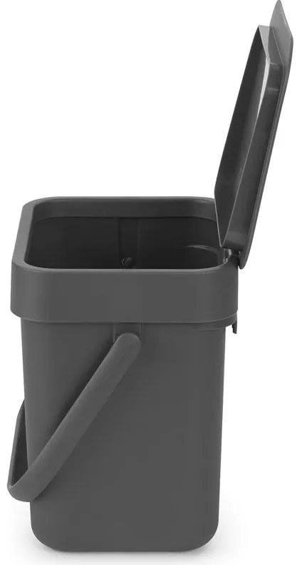 Кош за разделно събиране на боклук Brabantia Sort&Go 1003230, 3 л, Дръжка, Възможност за стенен монтаж, Тъмносив