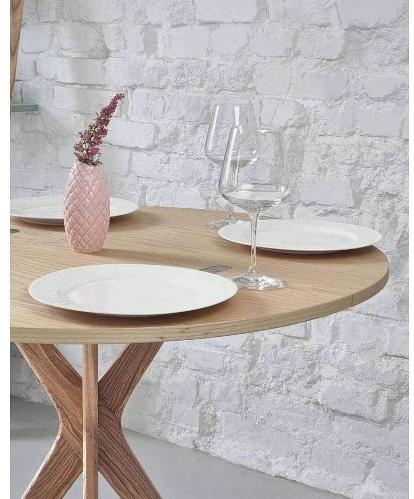 Кръгла сгъваема трапезна маса с ясенов плот 45x90 cm Jubi – Ragaba