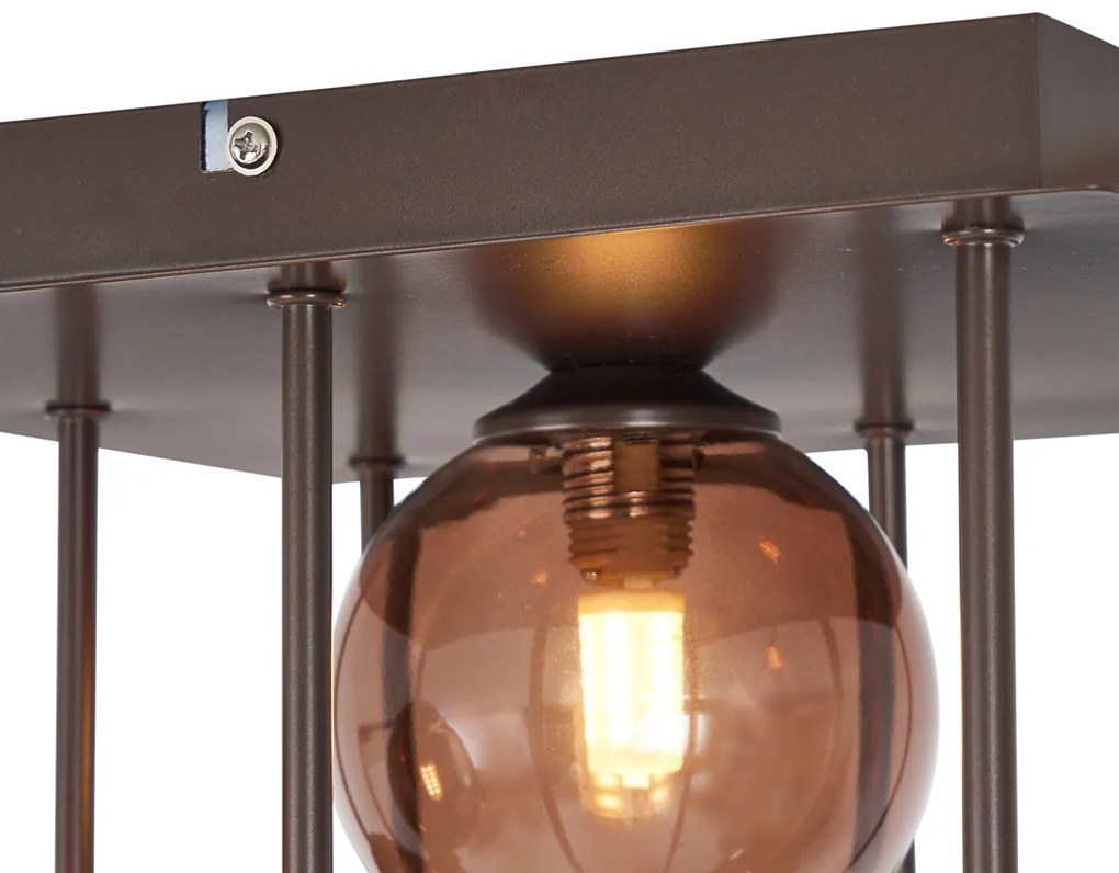 Дизайнерска таванна лампа бронз с бронзово стъкло 9-лампи - Атина