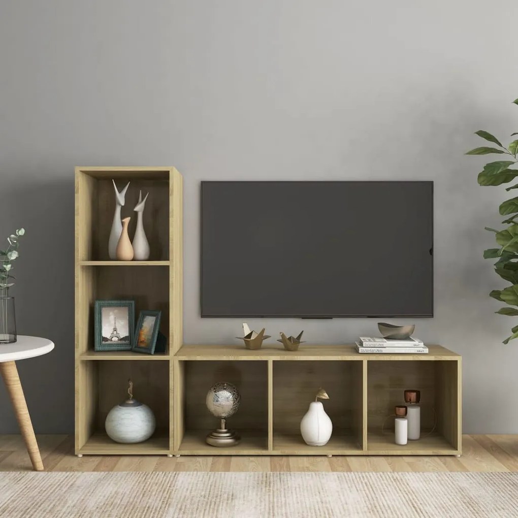 3079937 vidaXL ТВ шкафове, 2 бр, дъб сонома, 107x35x37 см, инженерно дърво