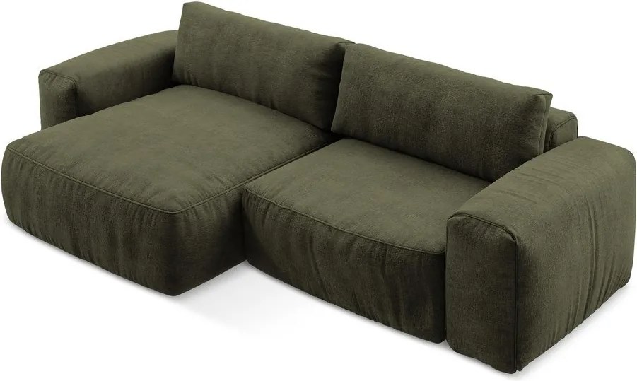 Зелен шенилов сгъваем ъглов диван (ляв ъгъл) Kuki – Makamii