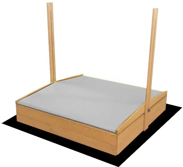 Детски пясъчник със сив покрив 120 x 120 cm