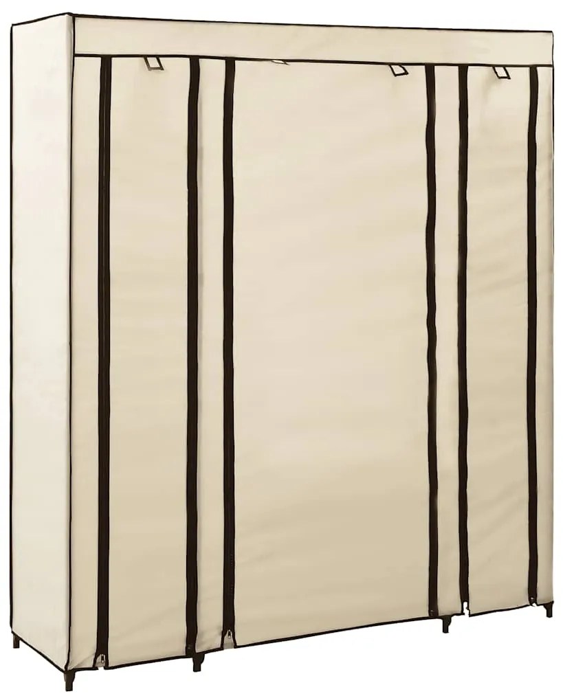 282435 vidaXL Гардероб с отделения и лостове, кремав, 150x45x176 см, плат