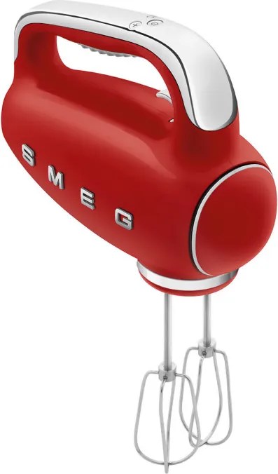 Ръчен миксер SMEG 50's Style HMF01RDEU, 250W, 9 скорости, Турбо, Скрит LED дисплей, Таймер, Аксесоари, Червен