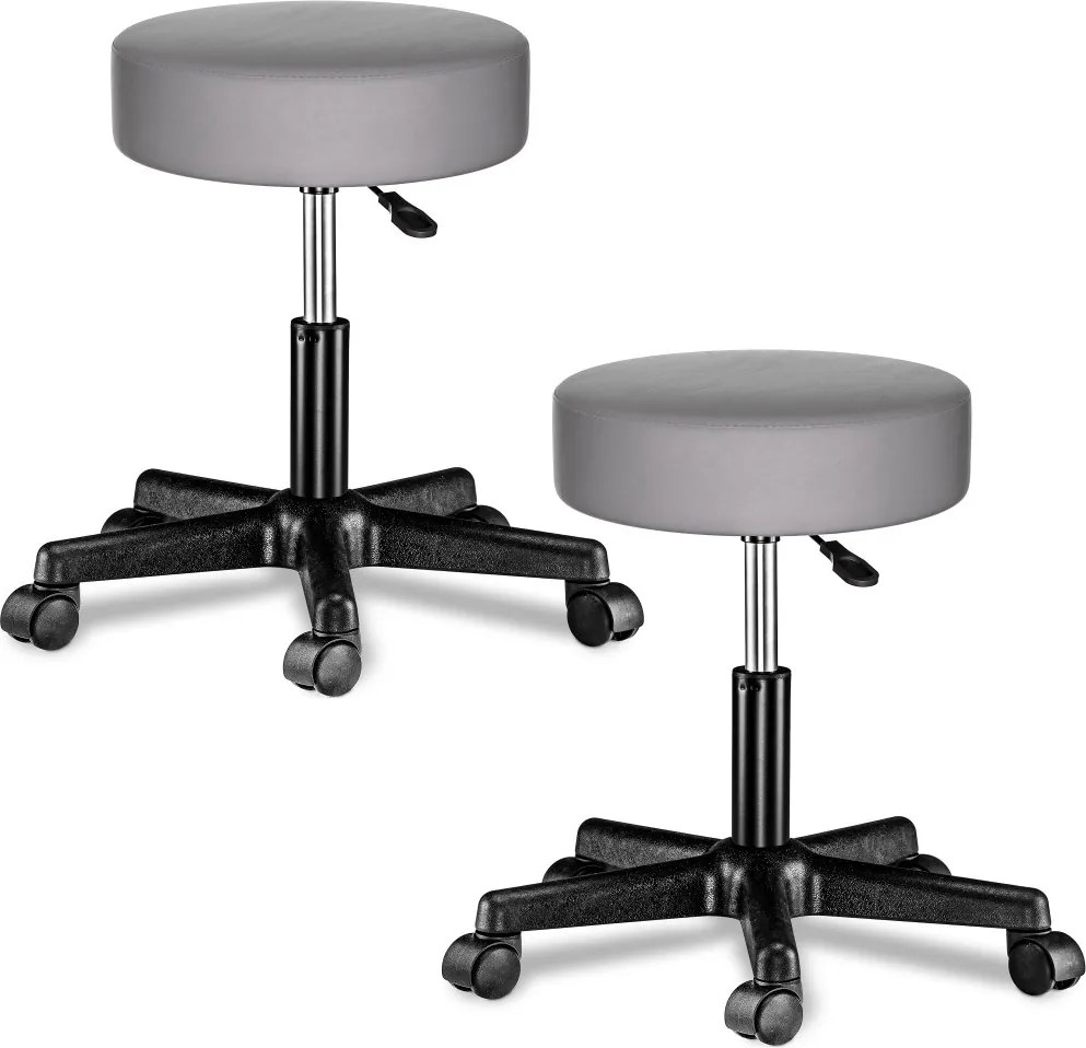 Козметичен стол на колелца 360°, регулируем - комплект от 2 червен