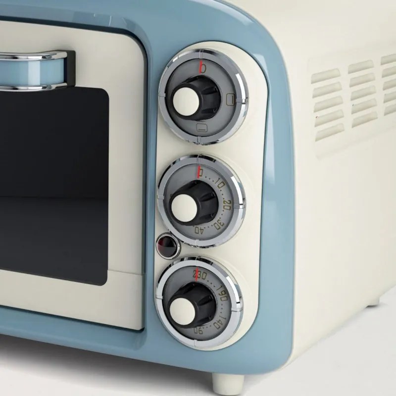 Електрическа фурна Ariete VINTAGE 0979/05, 1380 W, 18 л, 3 режима, До 230C, Двойно термо стъкло, Таймер 60 мин, Бял/Светлосин