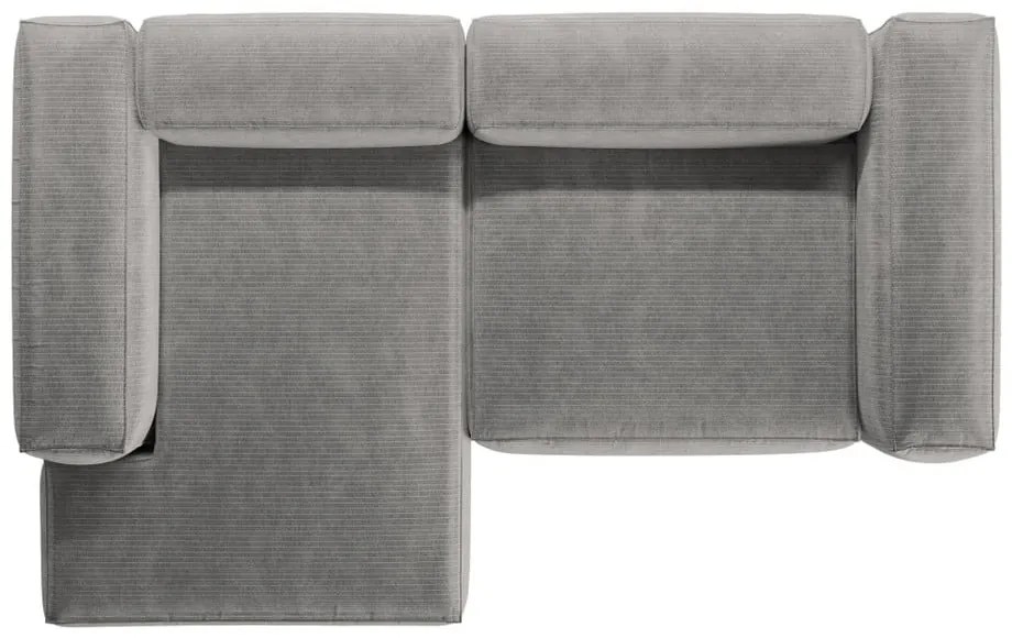 Светлосив ъглов диван от рипсено кадифе (ляв ъгъл) Bergano – Cosmopolitan Design