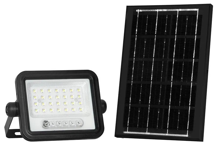 LED димируем соларен прожектор LED/50W/3,2V IP65 3800 mAh черен + дистанционно управление