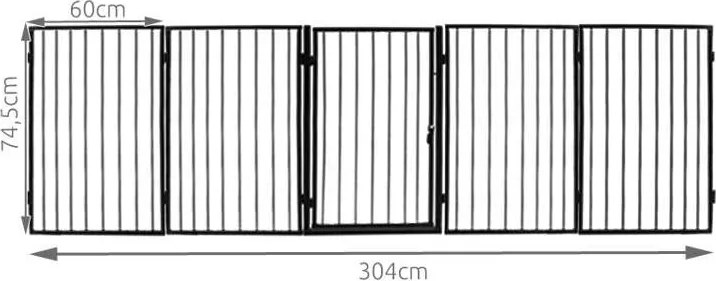 Защитна преграда за камина 304 x 74,5 cm - черна