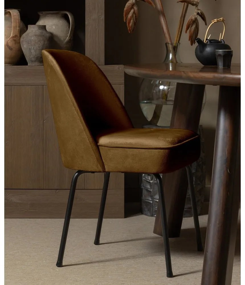 Кадифени трапезни столове в комплект 2 бр. в цвят горчица Vogue – WOOOD