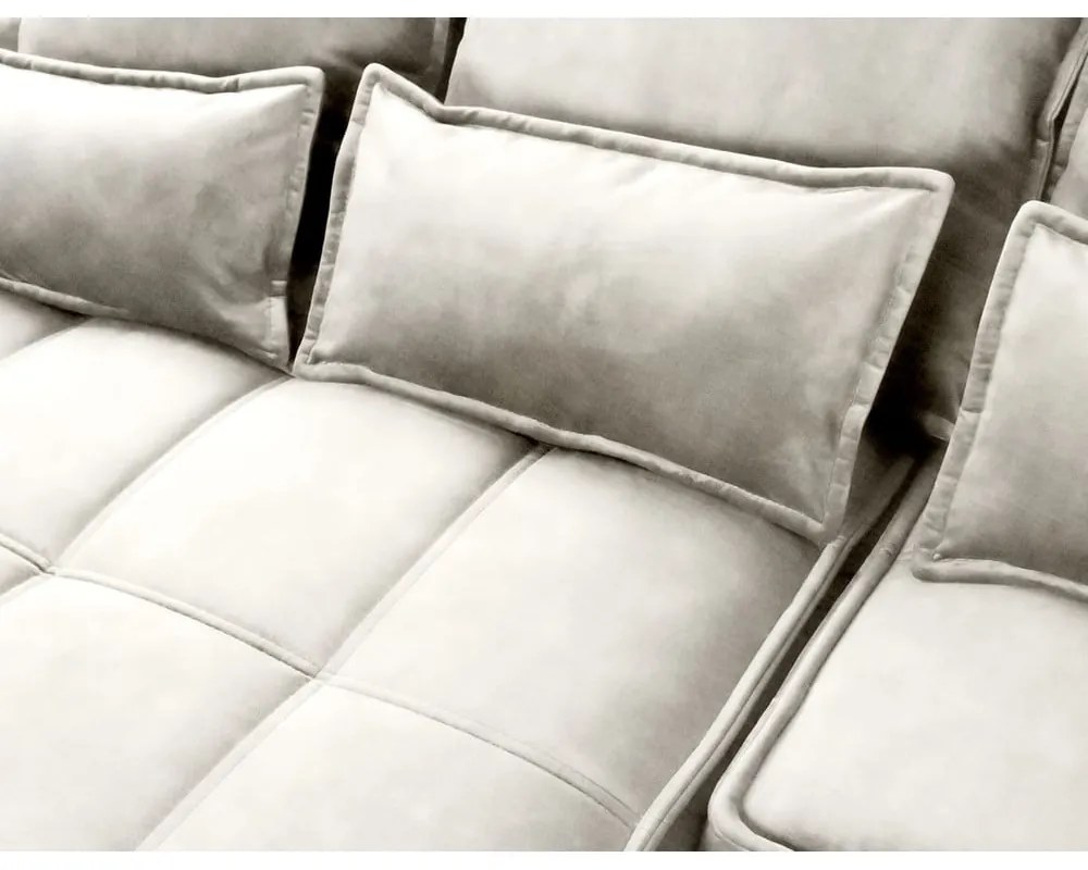 Бежов кадифен разтегателен ъглов диван с място за съхранение (ляв ъгъл) Campo – ELTAP