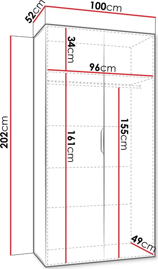 Гардероб Малага плюс двукрилен-Черен