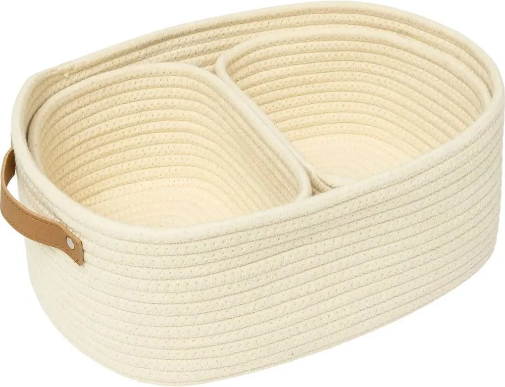 Сет кош за съхранение 5five Ficus, 3 бр - Слонова кост