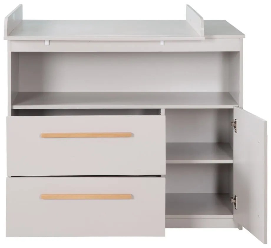 Светлосив детски скрин с маса за преповиване 107x98x75 cm Lea – Roba