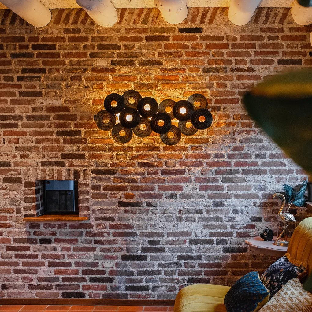 Стенна лампа в стил арт деко ориенталска антично злато 3-светлина - Balla