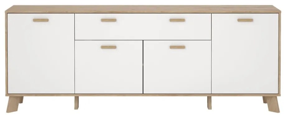 Скрин от дъбов декор в бял и естествен цвят 196x73x39 cm Ikast – Tvilum