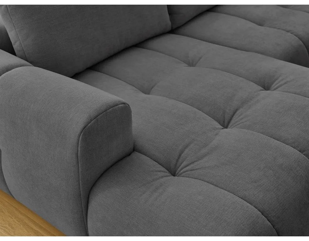 Тъмносив сгъваем/с място за съхранение ъглов диван (десен ъгъл/U форма) Fuji – Bobochic Paris