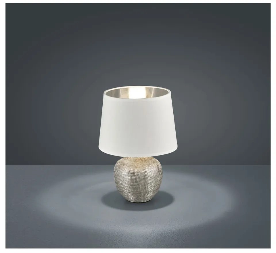 Настолна лампа от бяла керамика и плат, височина 26 cm Luxor - Trio