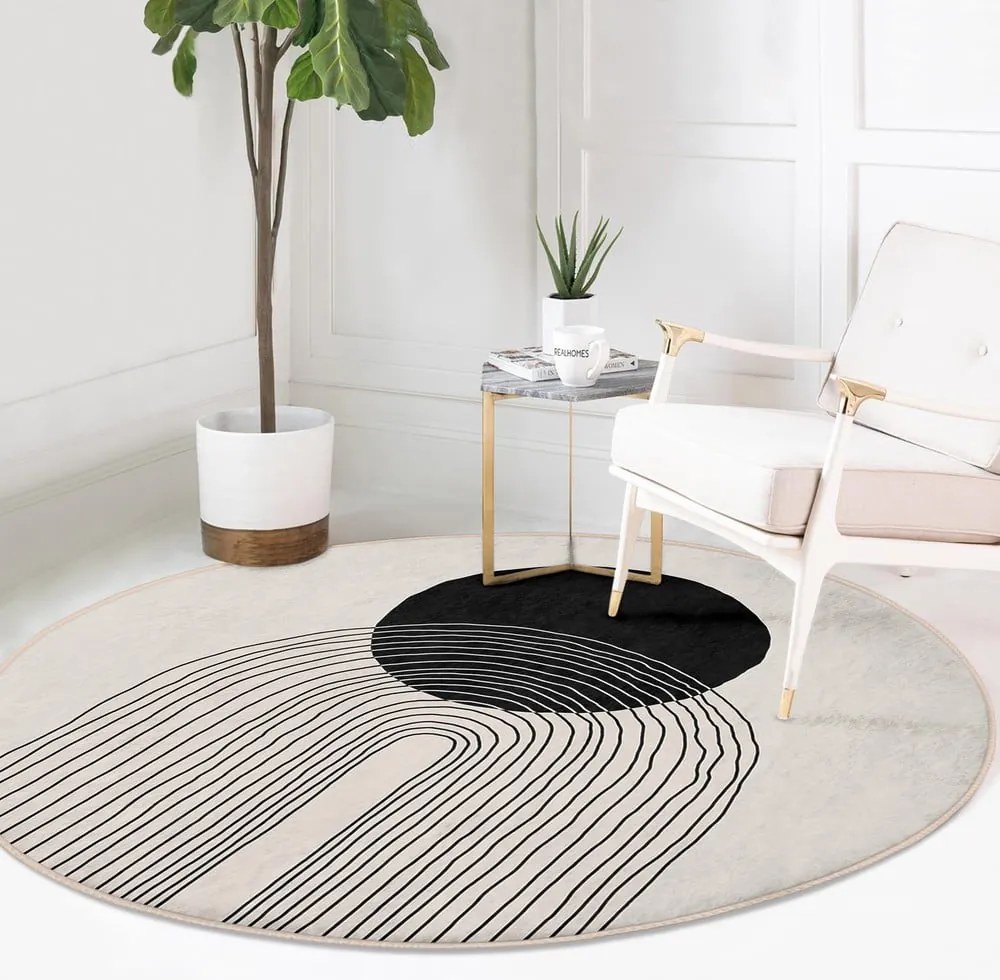 Кремав кръгъл килим подходящ за пране ø 80 cm Comfort – Mila Home