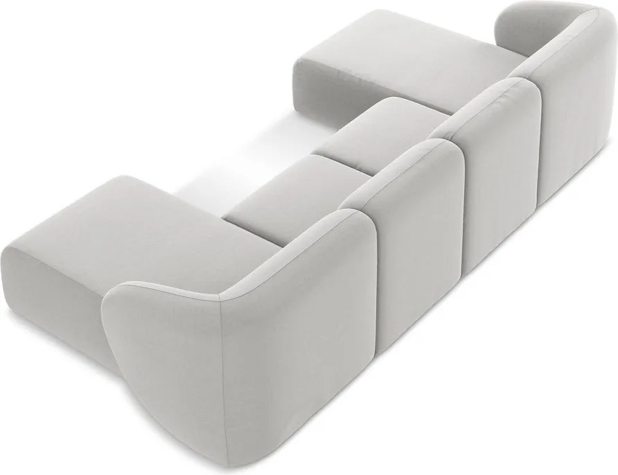 Светлосив кадифен ъглов диван (U форма) Lani – Makamii