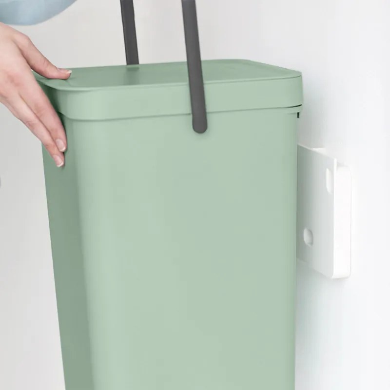 Кош за разделно събиране на боклук Brabantia Sort&Go 1005517, 16 л, Дръжка, Възможност за стенен монтаж, Светлозелен