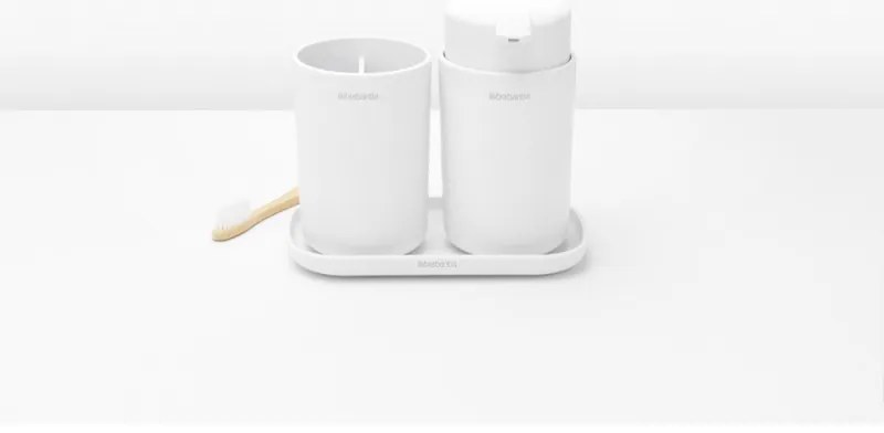 Комплект аксесоари за баня Brabantia ReNew 1003492, 3 части, 250 мл, Устойчиви на корозия, Бял