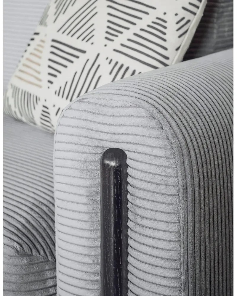 Сив разтегателен диван с място за съхранение от рипсено кадифе 244 cm Arcadova – ELTAP