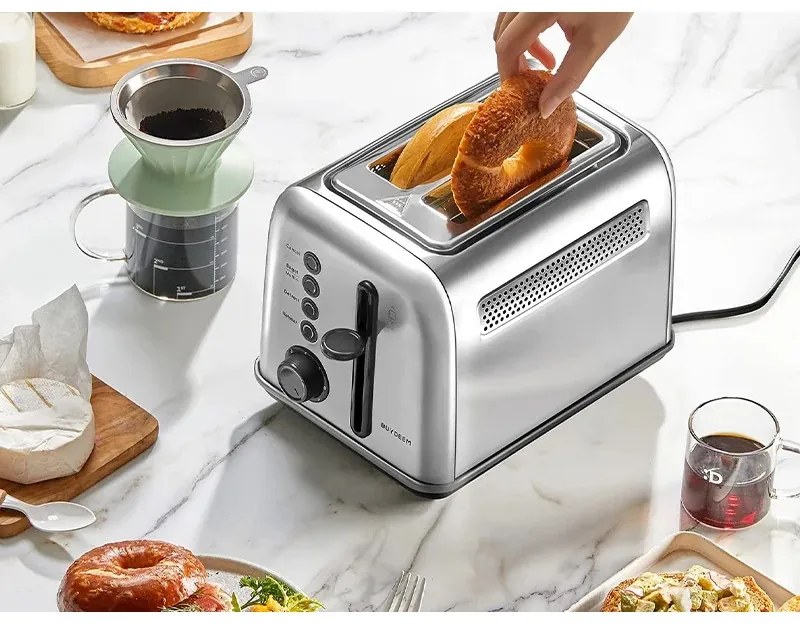 Тостер за хляб Buydeem DT620E-SS/EU, 900W, До 204C°, 7 програми, Широки отвори, Високо изскачане, Инокс