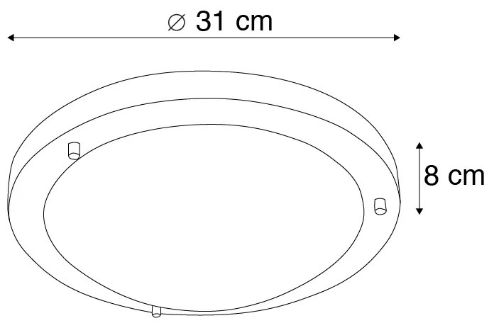 Модерна таванна лампа стомана 31 см IP44 - Yuma
