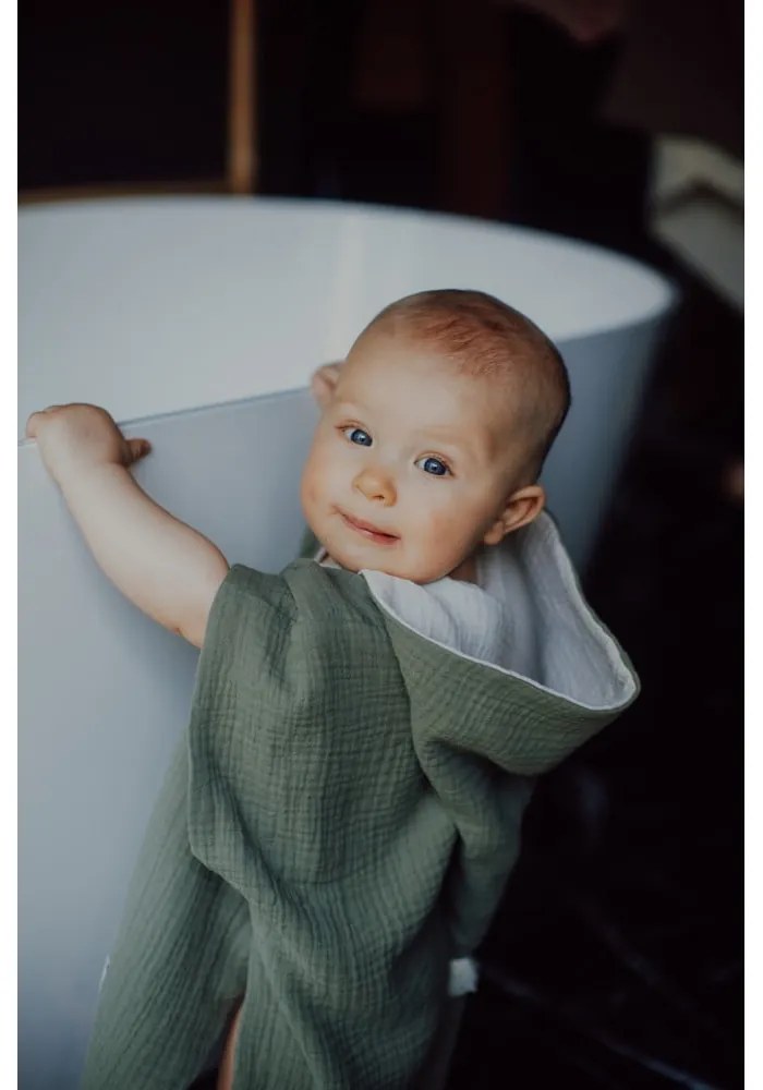 Бебешко пончо от муселин в цвят каки размер M - Malomi Kids