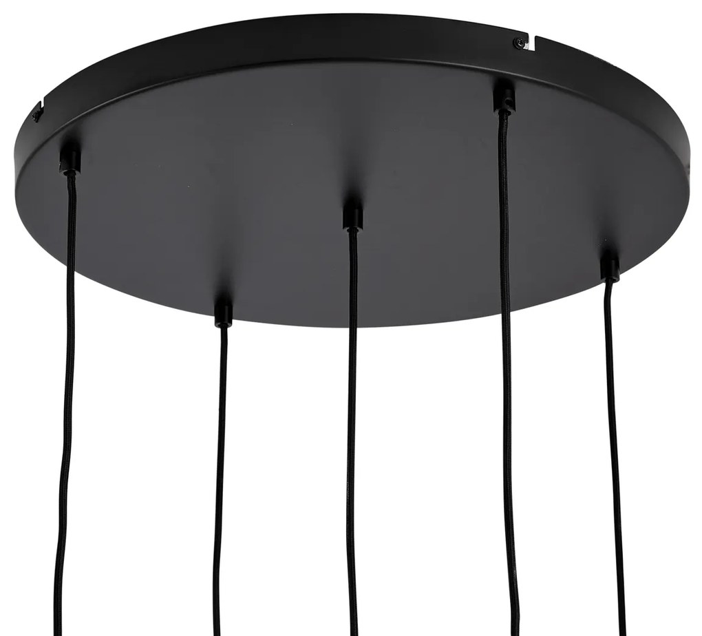 Хотелски шик висяща лампа черна и златна със зелено стъкло 5-лампи - Zuzanna